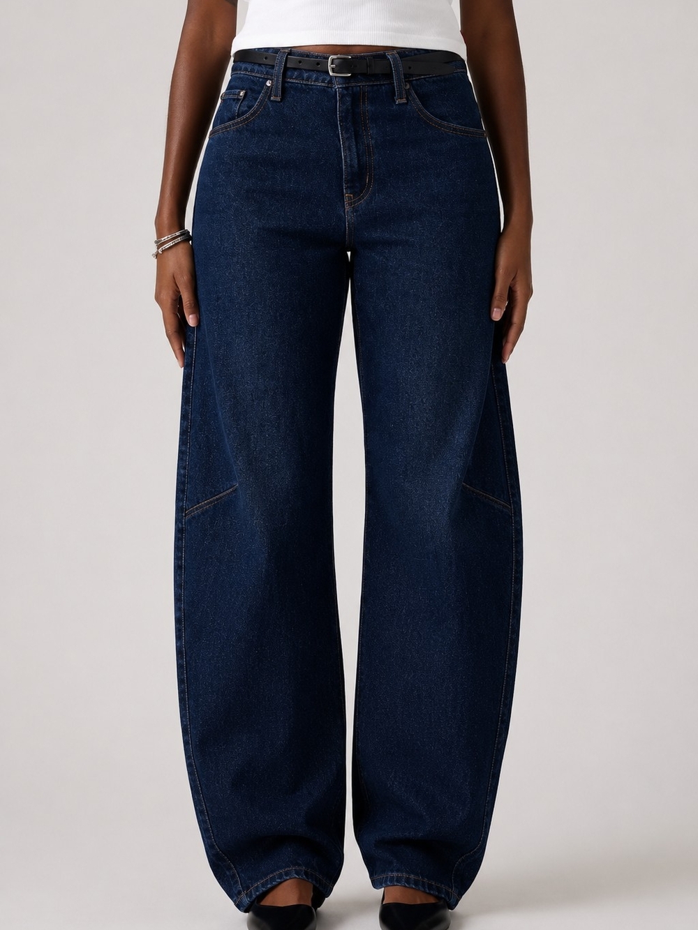 Levi's High-Rise Baggy Dad Barrel Jeans Sz 24/32 Dark Blue